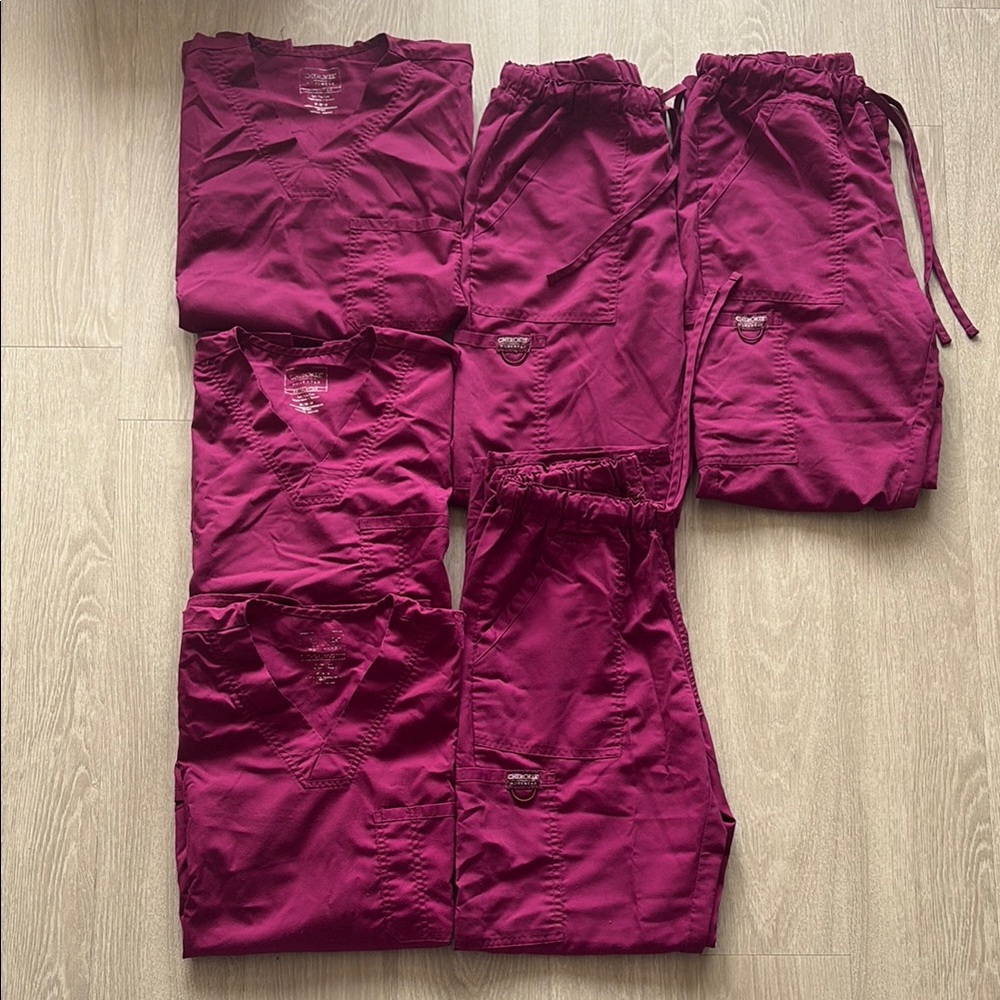 Men's Cherokee Wine Medium Scrubs x3
